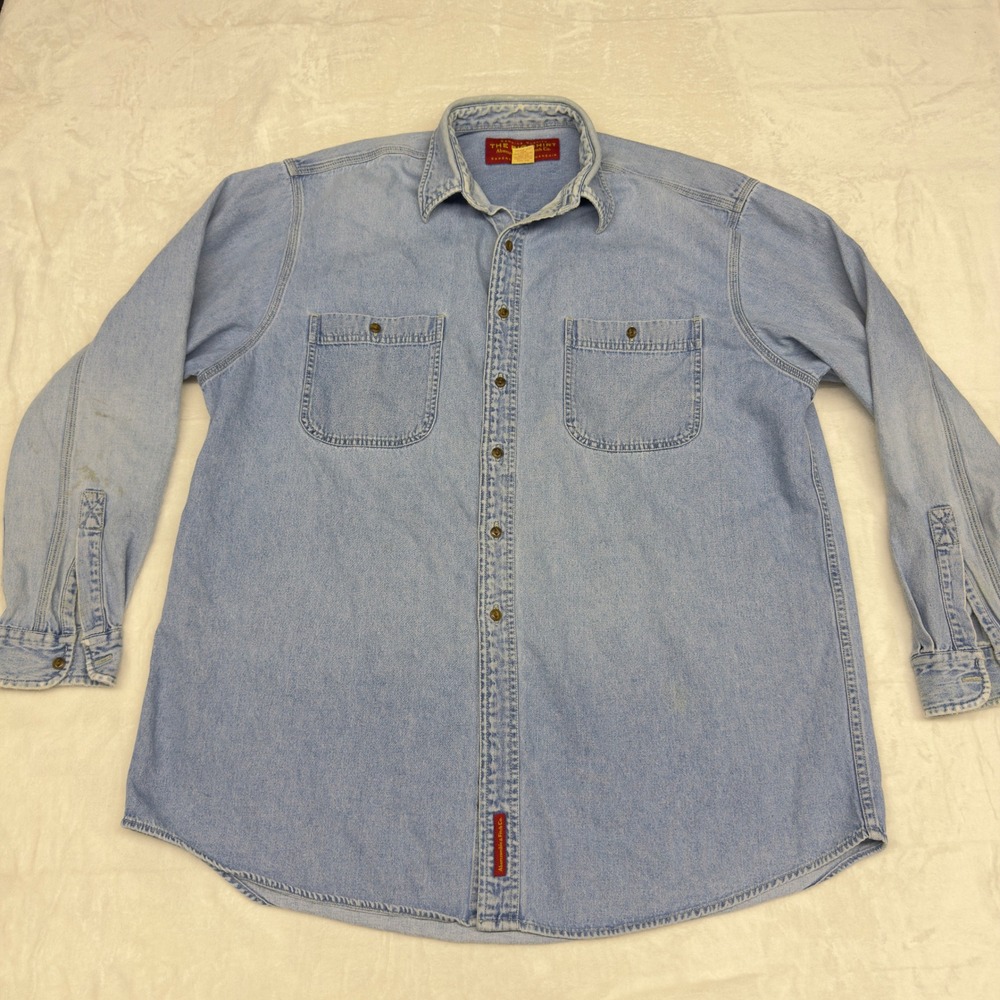 Vtg Abercrombie & Fitch Big Shirt Denim Button Down Light Wash Large Relaxed Fit